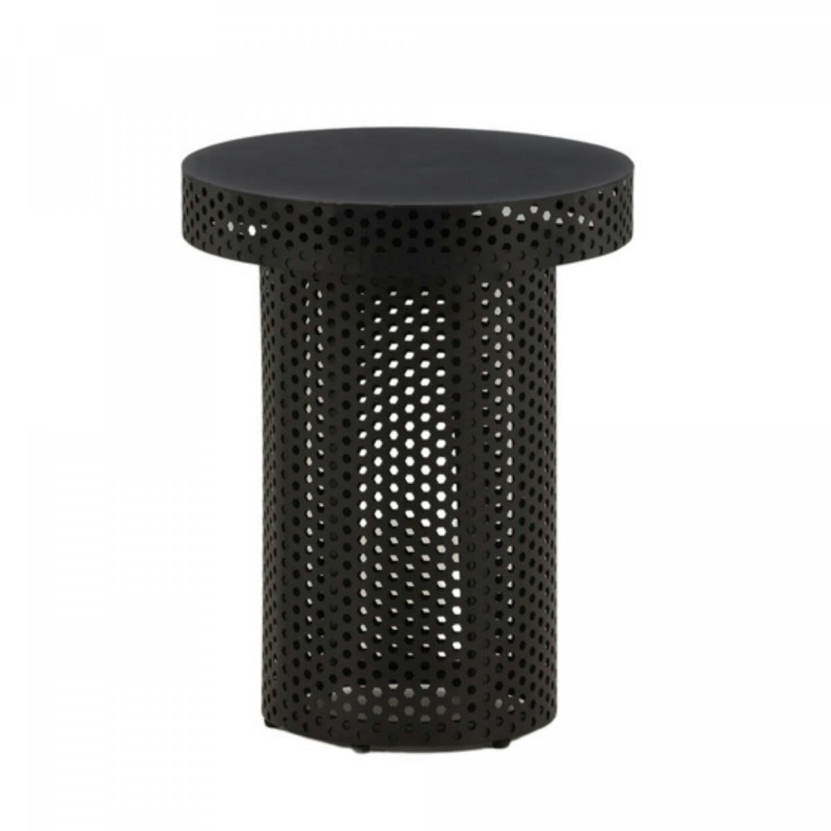 ADLEY - Table d'appoint ronde en métal noir