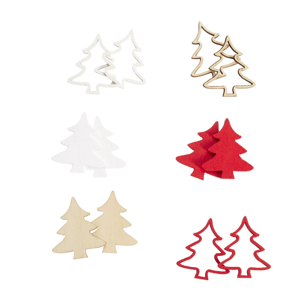 Décoration de table No&euml;l x12 en bois forme sapin 3,5x3,5cm