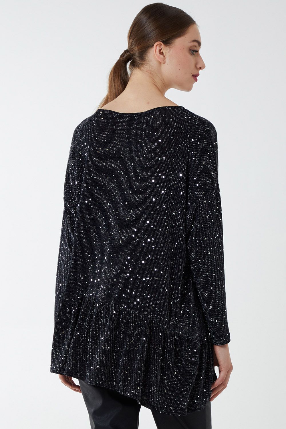 Blue Vanilla Asymmetric Hem Batwing Oversized Top