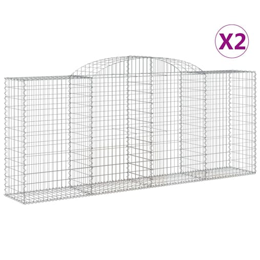 NNEVL Arched Gabion Baskets 2 pcs 300x50x120/140 cm Galvanised Iron
