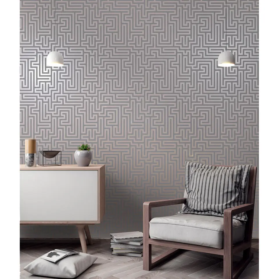 Dutch Wallcoverings - Indulgence Maze grey/rose/gold - 0,53x10,05m
