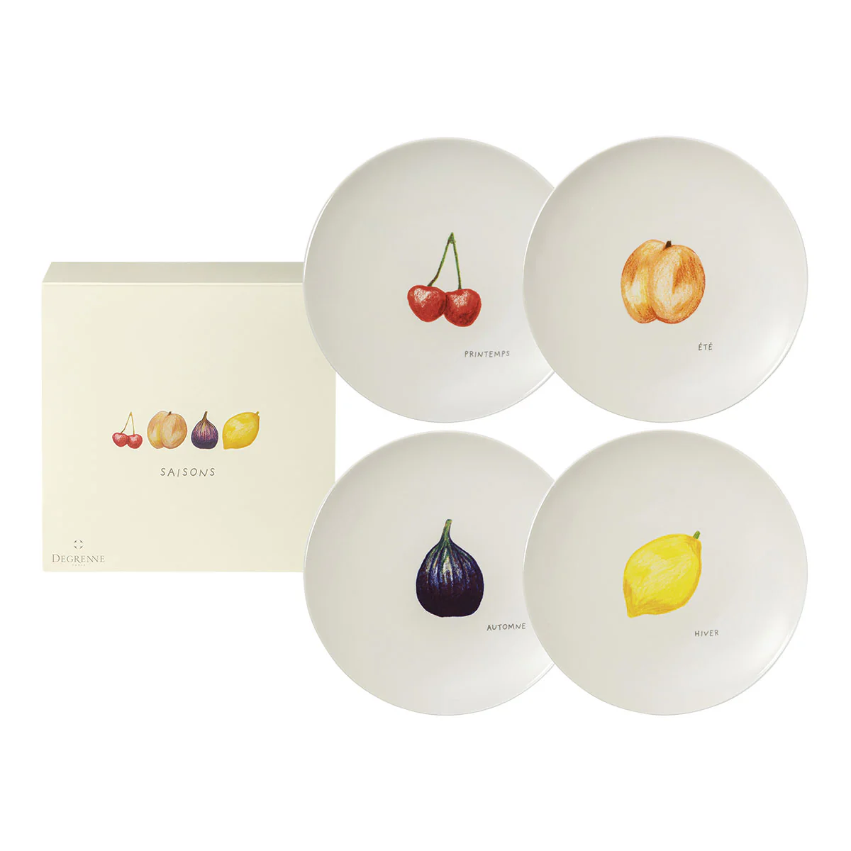 Coffret 4 assiettes à dessert - Fruits