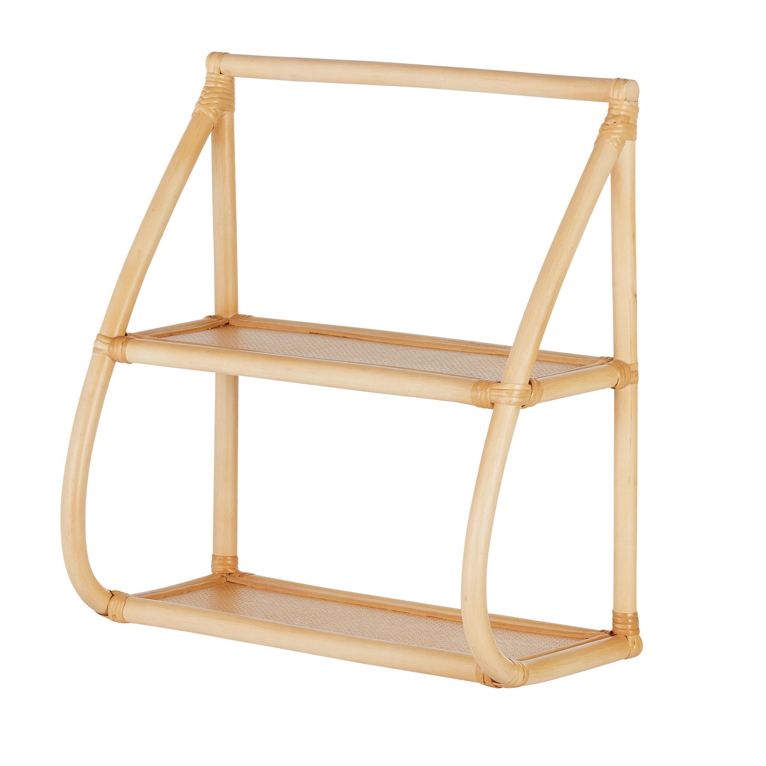 HONORINE - Etagère murale en rotin tressé et bois de peuplier