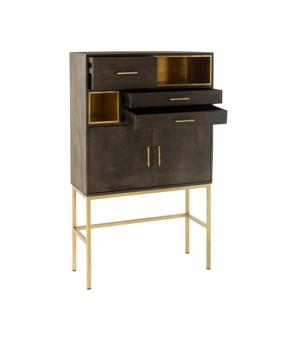 JANIS - Buffet 2 portes 3 tiroirs et 2 niches L98 x H153 cm