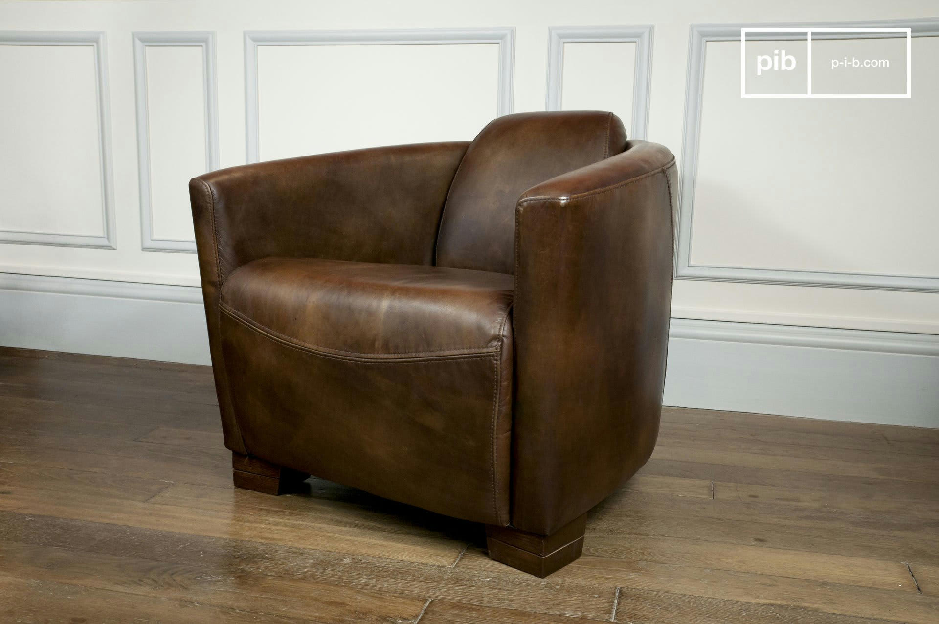 RED BARON - Fauteuil club en cuir marron