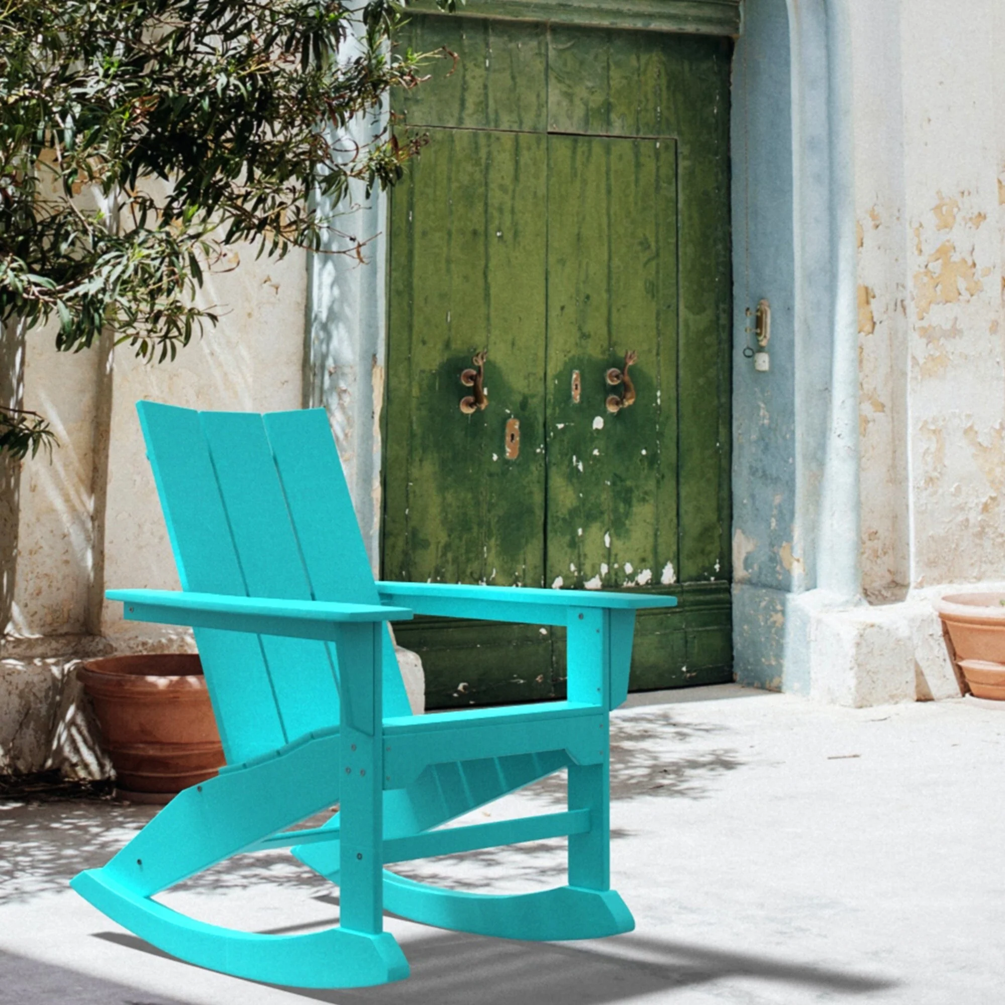 RESINTEAK Modern Adirondack Rocking Chair