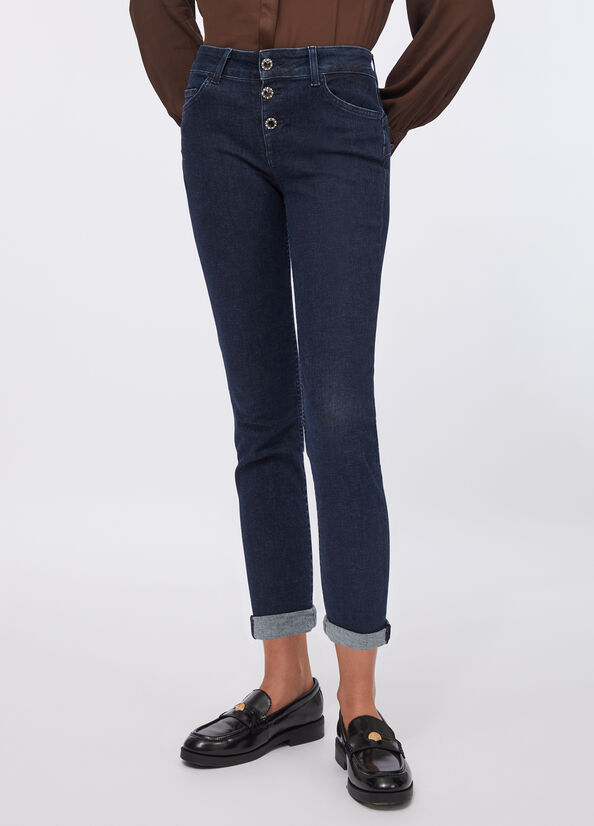 Jeans skinny con risvolto