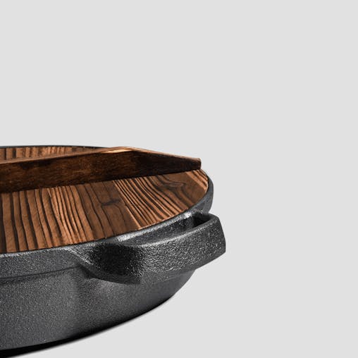 SOGA 2X 33cm Round Cast Iron Pre-seasoned Deep Baking Pizza Frying Pan Skillet with Wooden Lid