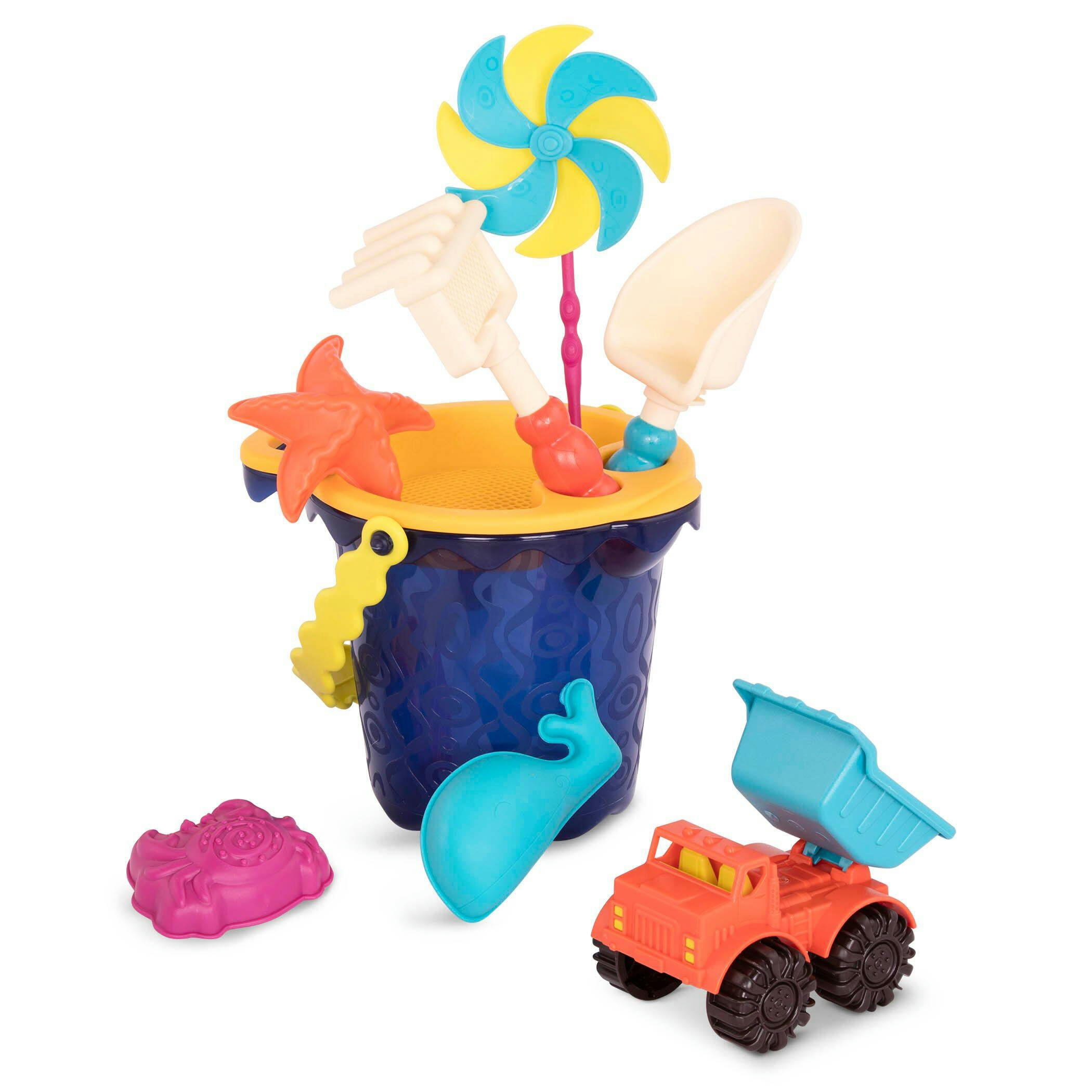 Sands Ahoy! Outdoor Beach Sand Playset with 9 Beach Accessories, Bilingual, 9-pc