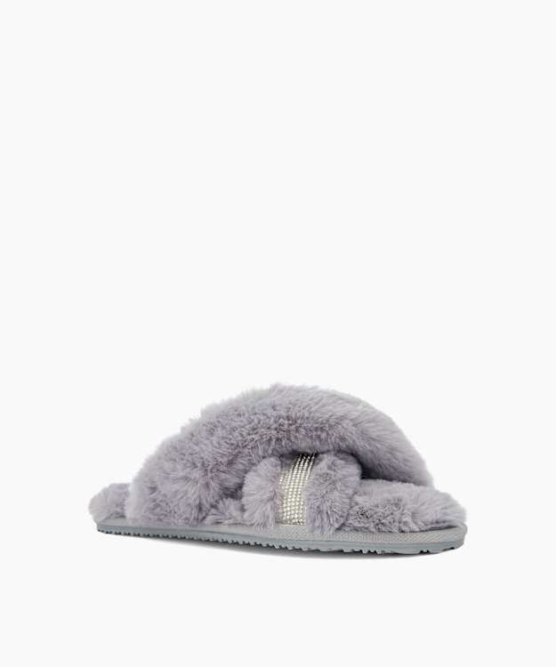 Wish Grey - Faux Fur Slippers