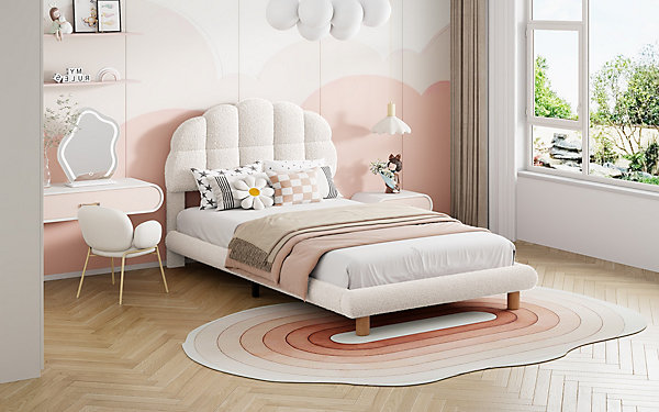 Lit individuel 90x200cm, en laine polaire, Beige