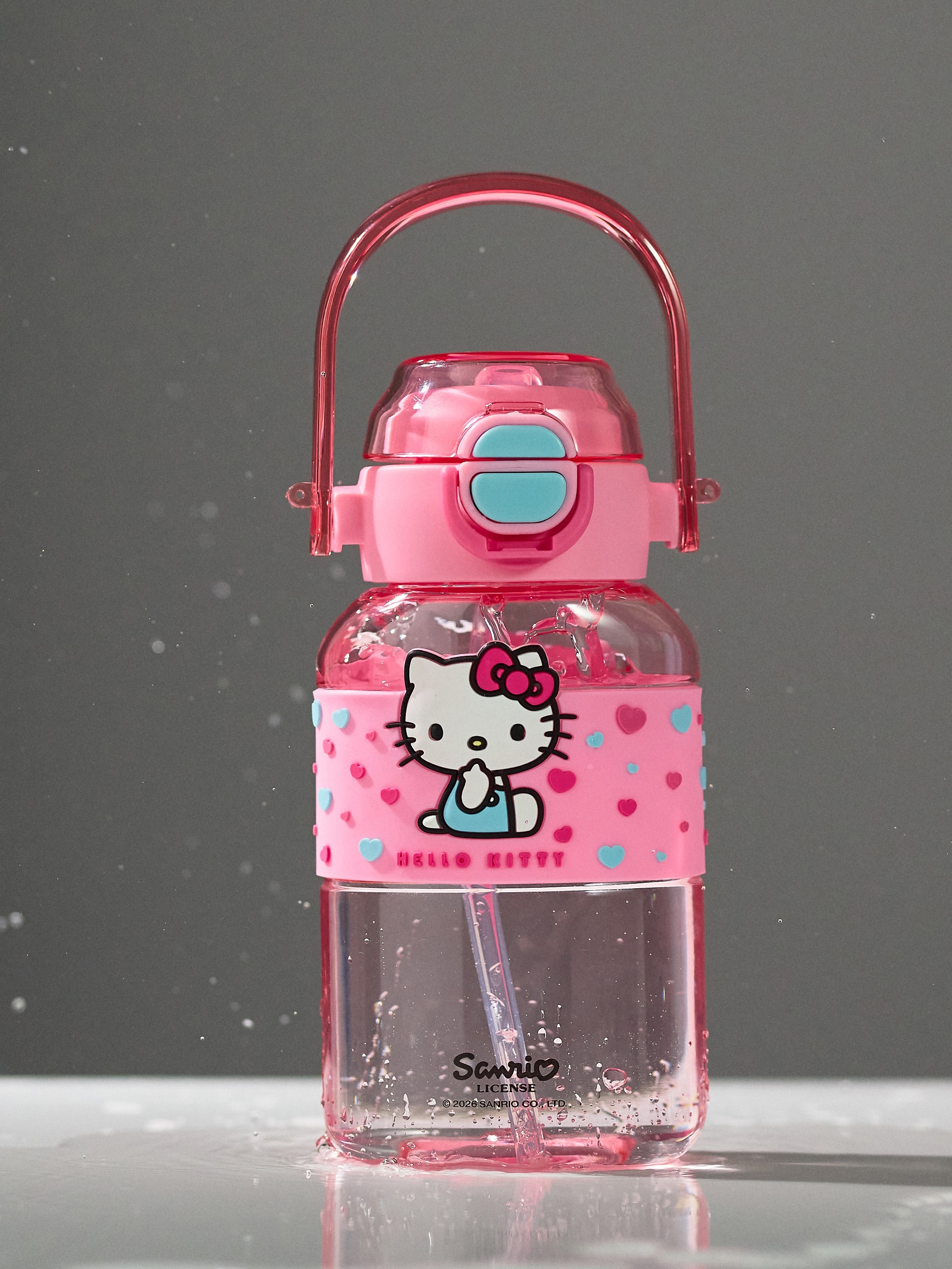Bidon z uchwytem i słomką Hello Kitty