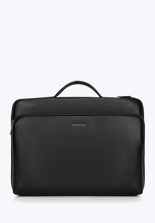 Torba na laptopa 16" z imitacji skóry z bocznym suwakiem czarna