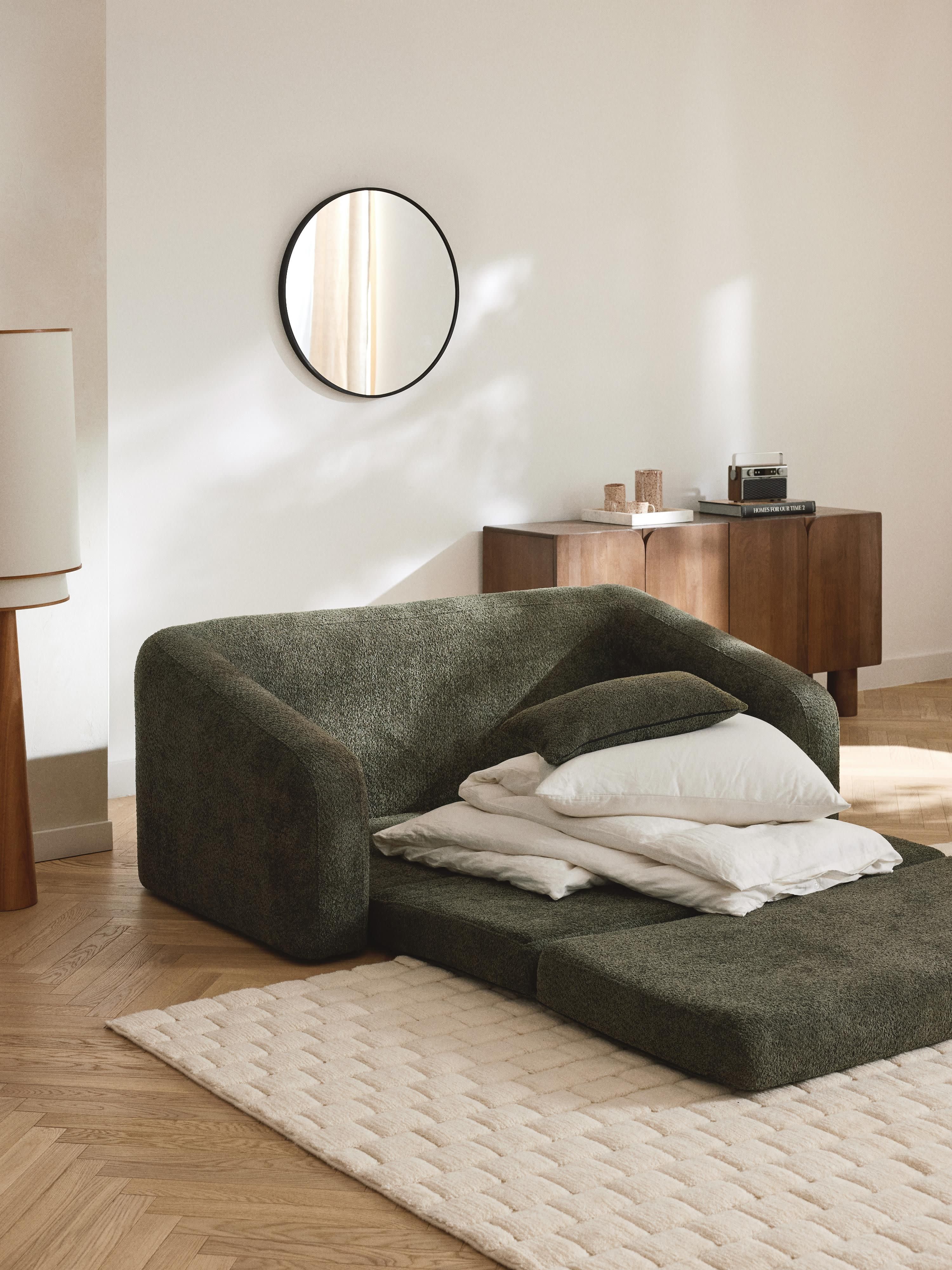 Schlafsofa Eliot (2-Sitzer) aus Teddy-Bouclé