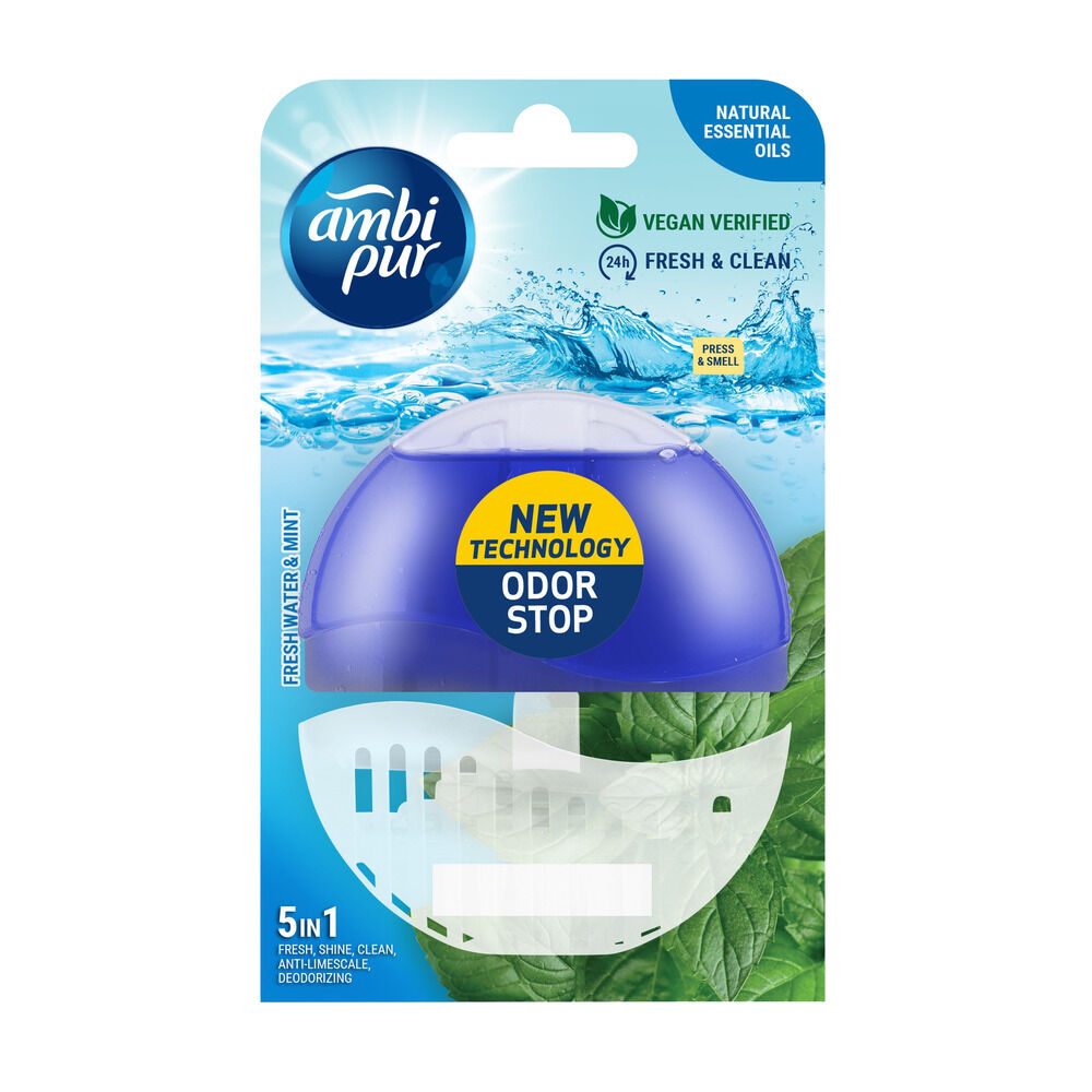 Bloc WC Ambi Pur 5 en 1 parfum eau fraÎche et menthe - 55 ml