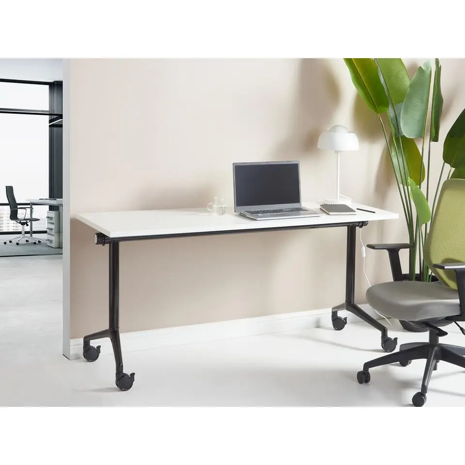 CAVI - Inklapbaar bureau - Wit/Zwart - 160 x 60 cm - Staal