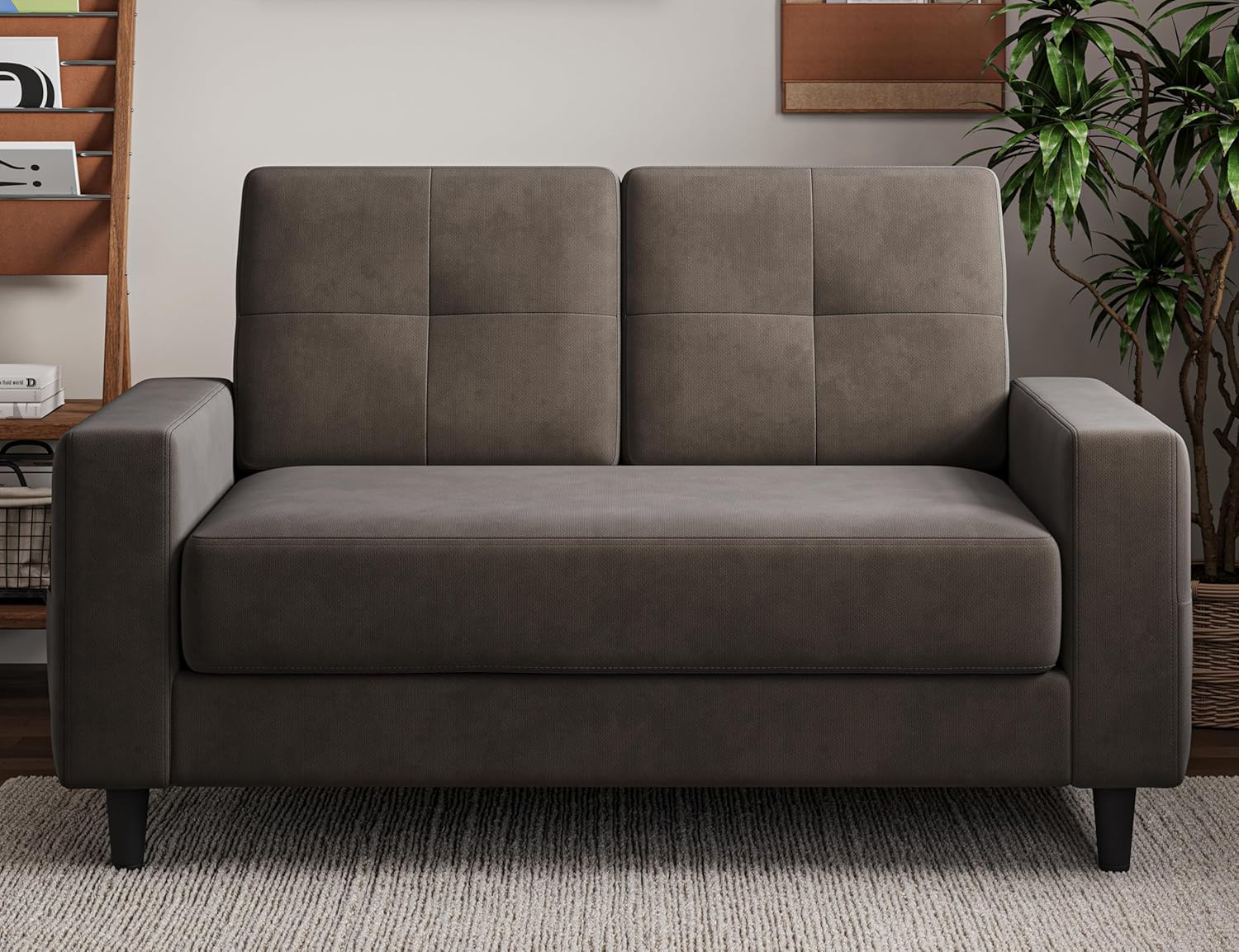 Txtin's Loveseat Sofa 53 Small Couches for Small Spaces 2 Seater Mini Couch for Bedroom Comfy Modern Love Seat for Apartment Office Living Room Brown