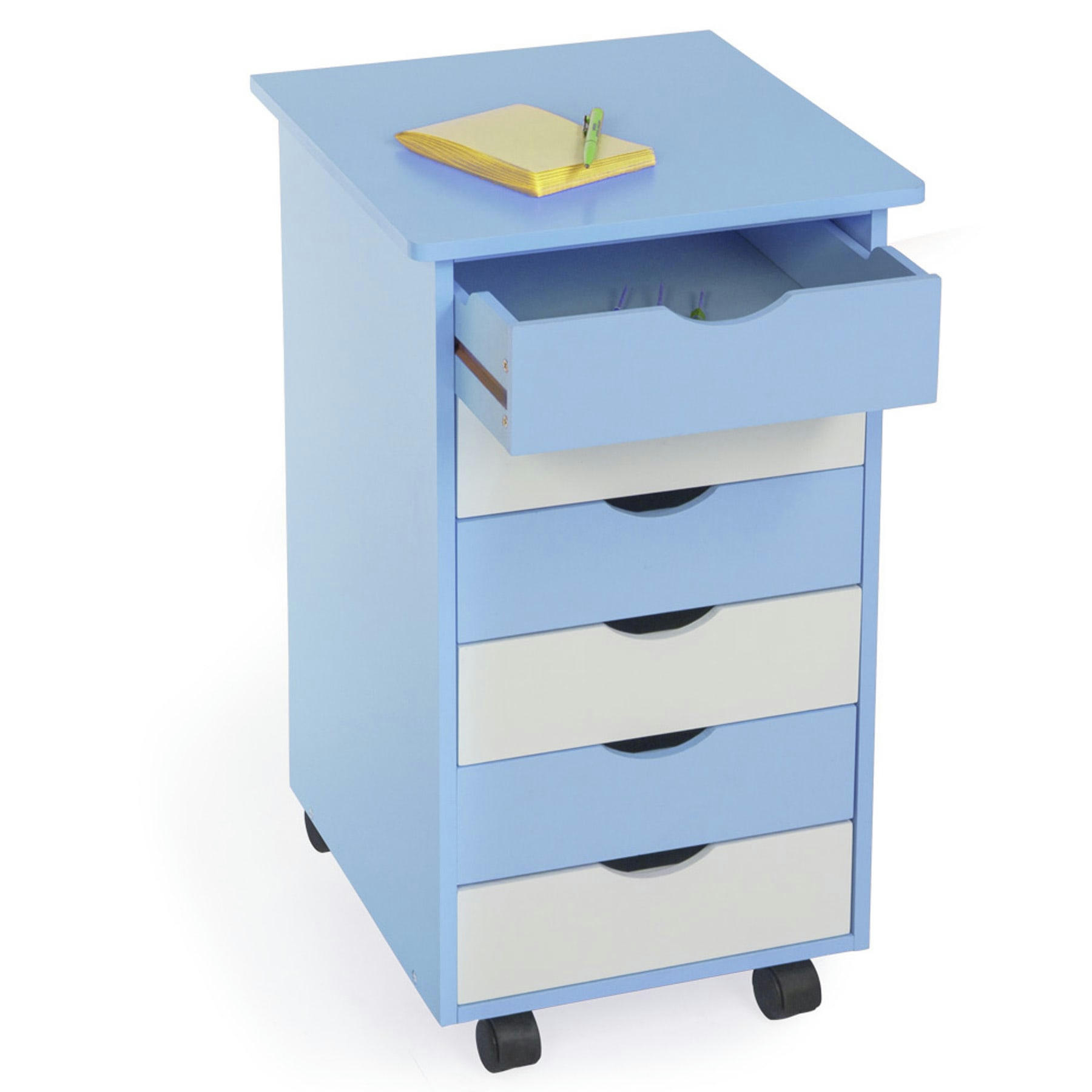 - Caisson de bureau à roulettes En bois bleu