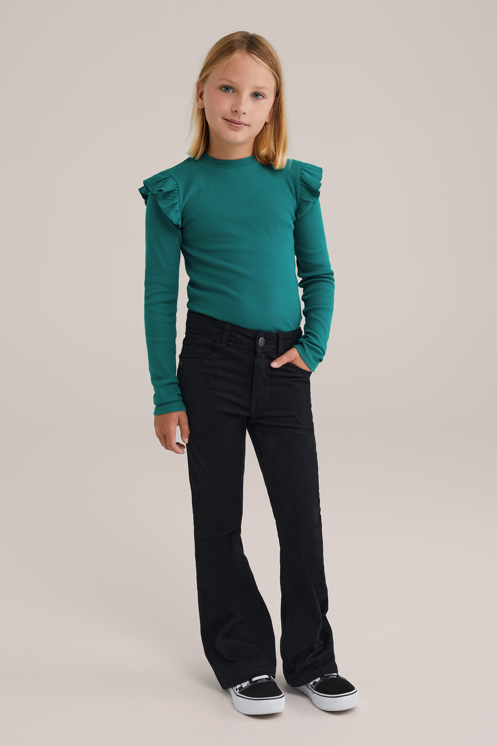 Meisjes geribd T-shirt