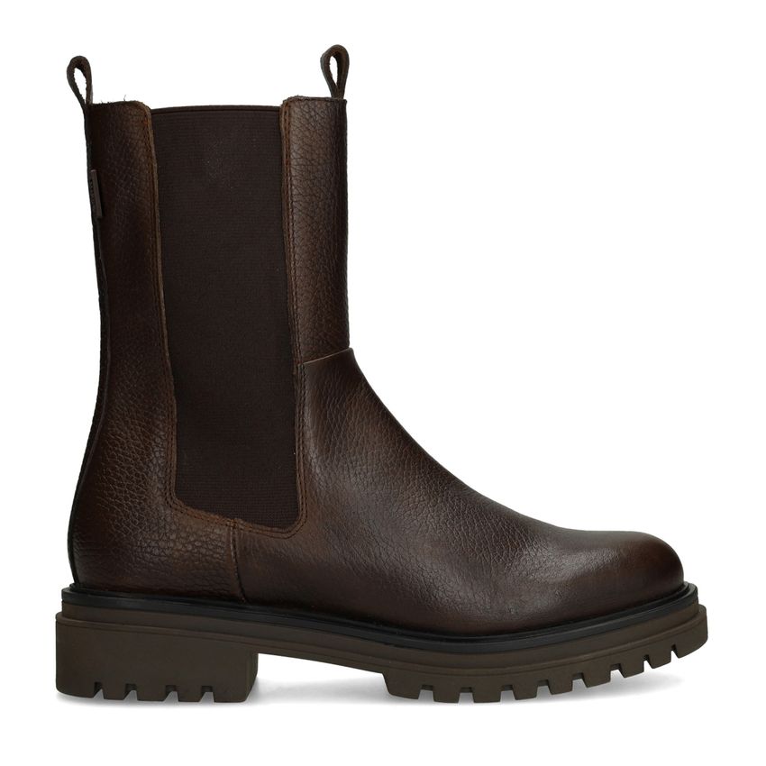 Manfield Bruine leren chelsea boots