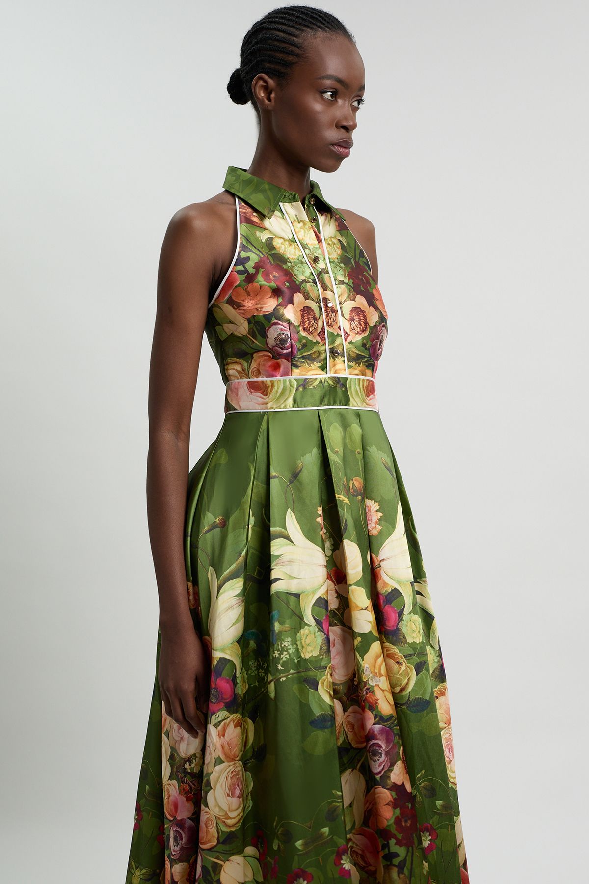 KarenMillen Floral Twill Collared Maxi Dress
