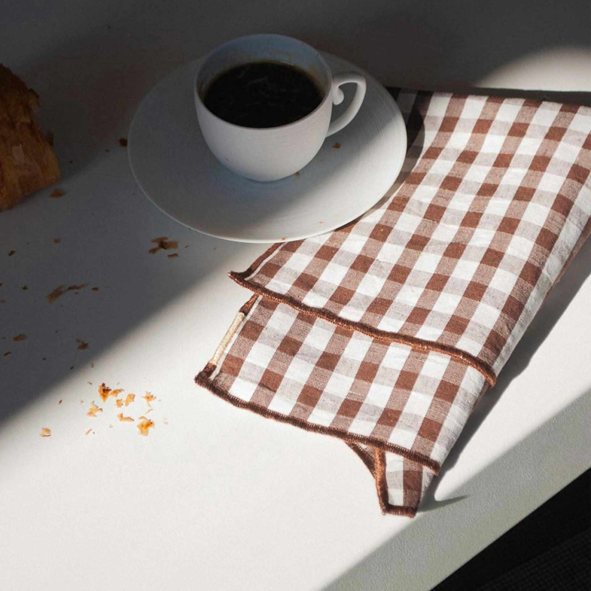 - Serviettes de table (lot de 2) lin / coton vichy noisette