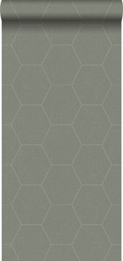 Walls4You behang hexagon groen grijs - 53 cm x 10.05 m - 935345