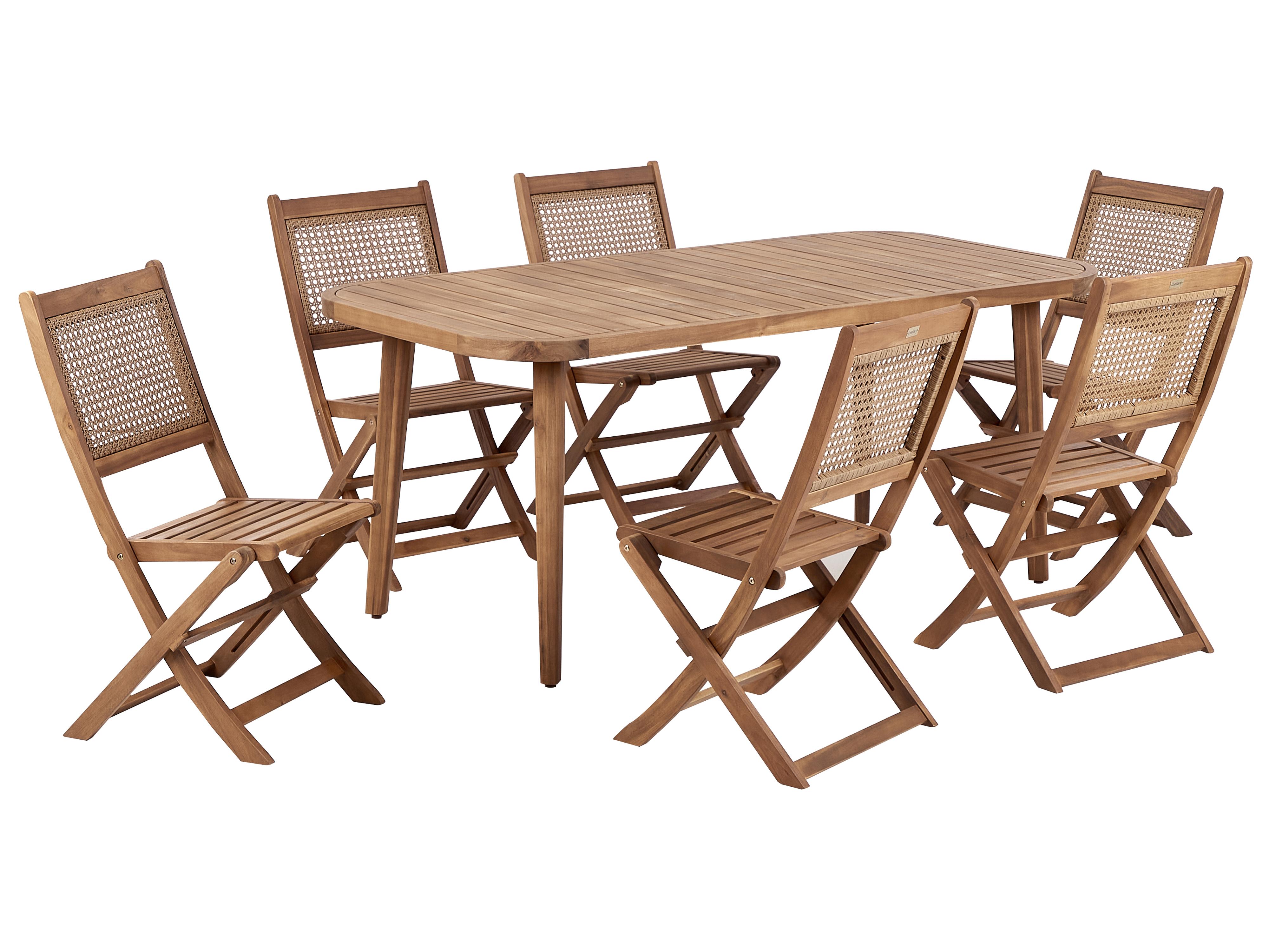 Garden Dining Set 4 Seater PARAGGI Certified Acacia Wood Dark Brown