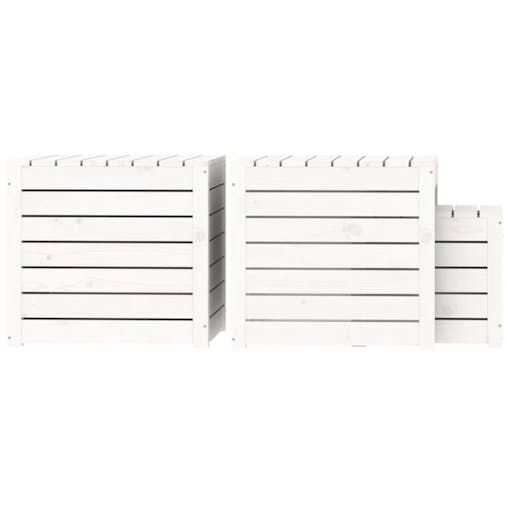 NNEVL 3 Piece Garden Box Set White Solid Wood Pine
