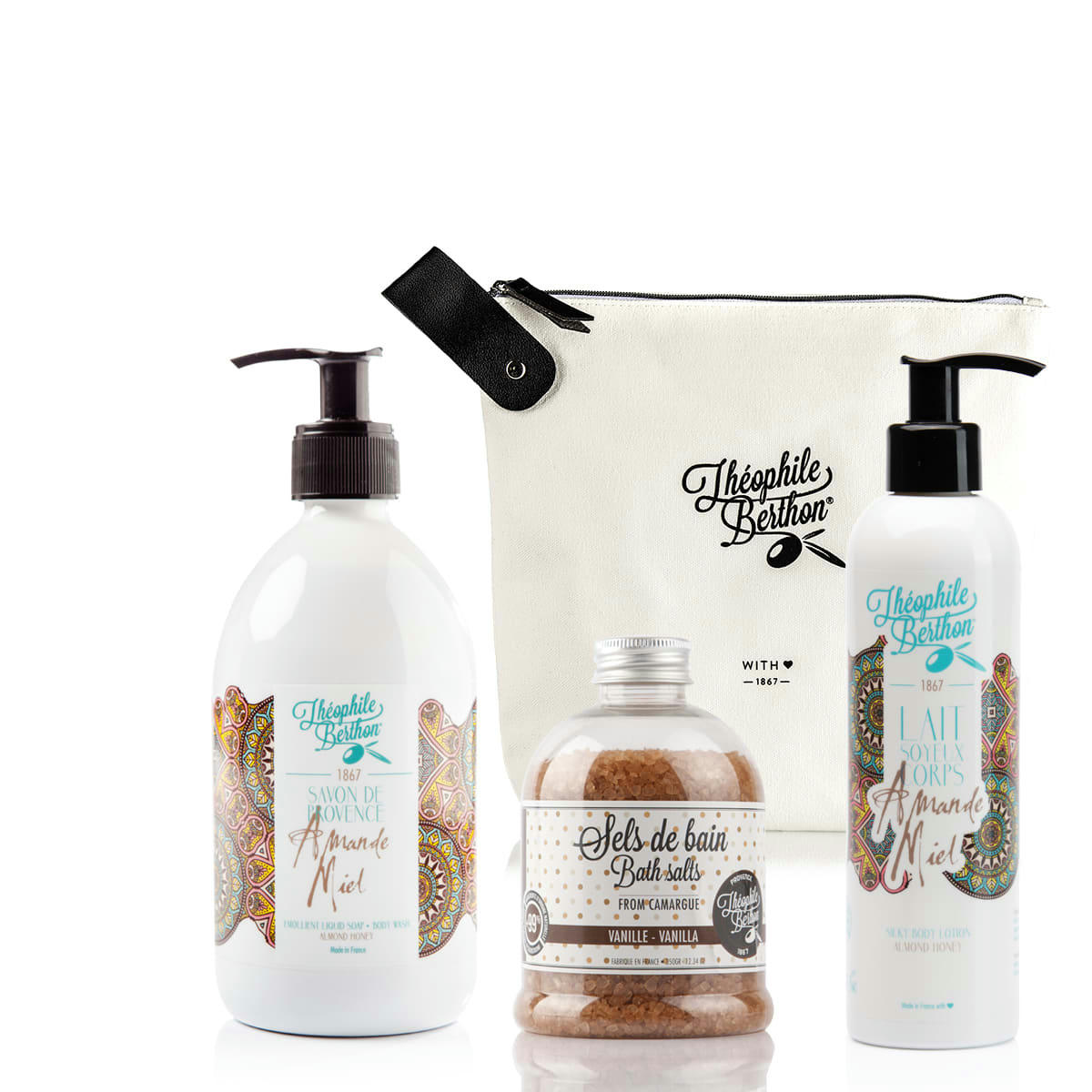 GOURMANDISE - Trousse savon de Marseille liquide sels bain et lait corps