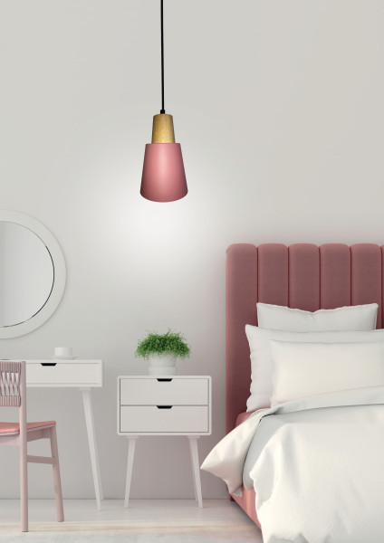 Lampa wisząca różowo-jasne drewno FARO 1xE27x40W wym: 90x17x17 cm Candellux