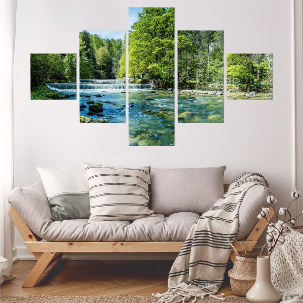 Obraz 5-Częściowy Widok Na Górską Rzekę 150x90cm
