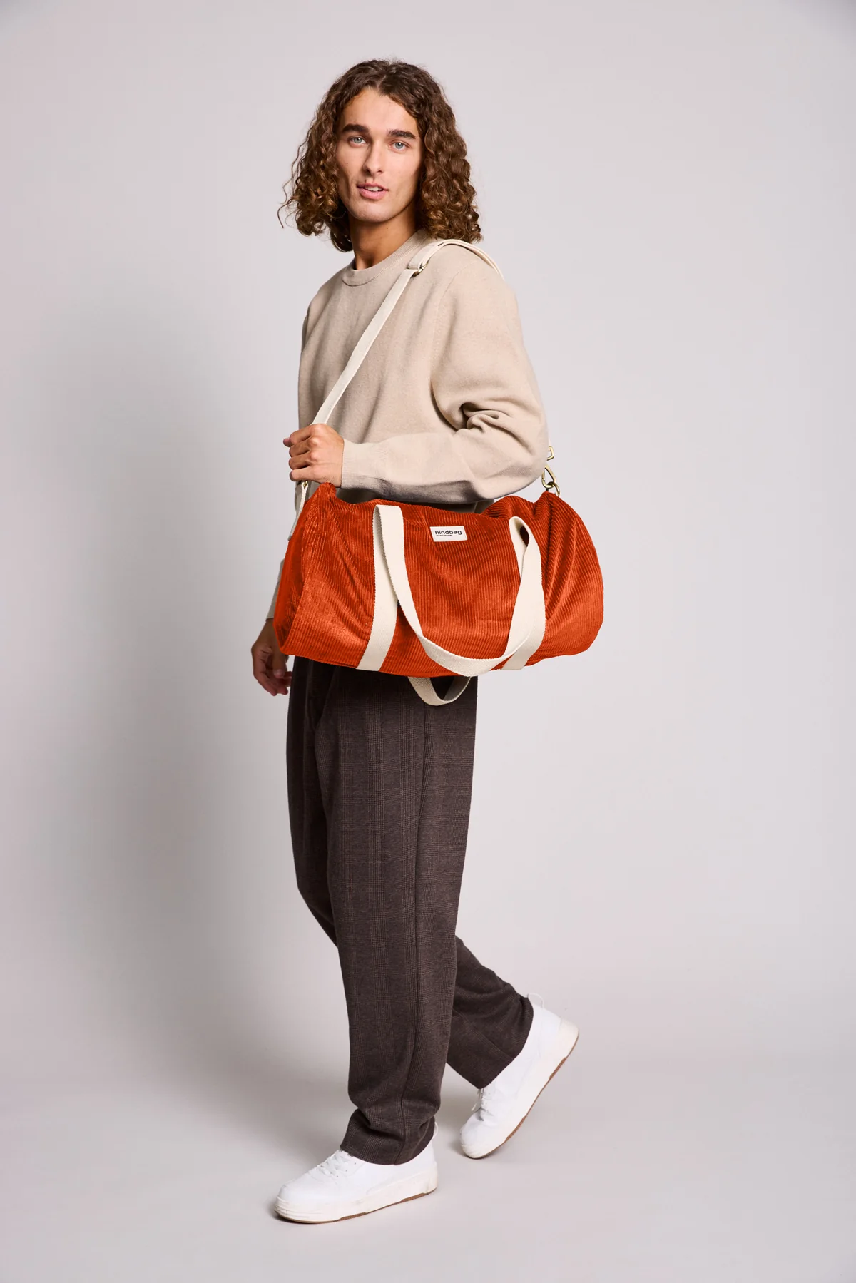 Sac polochon Simon Velours Brique