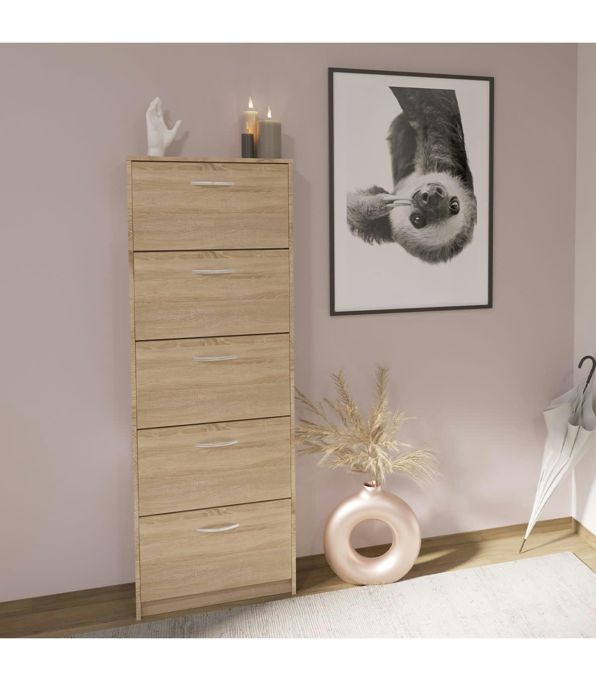 STEP 5 - Meuble à chaussures 5 abattants - L58,5 cm