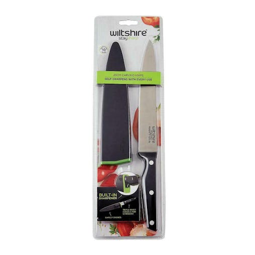 New Wiltshire Staysharp Triple Rivet Carving Knife 20Cm W/ Sharpener