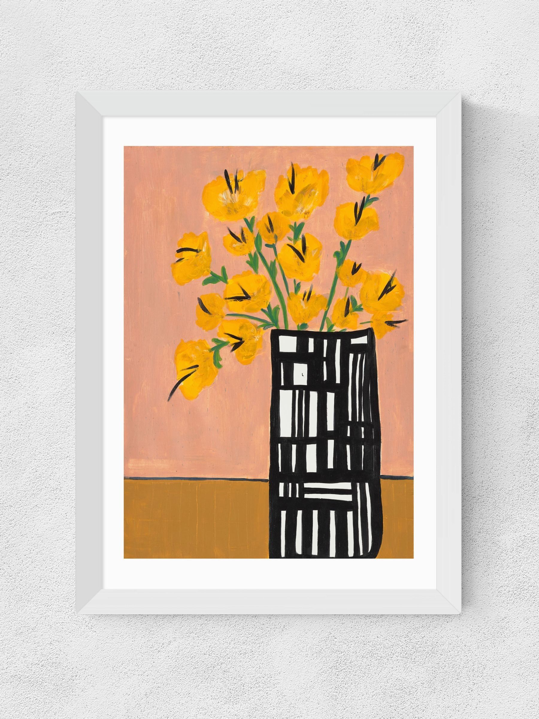 East End Prints White Black and White Vase Wall Art Print by Lucy Muss