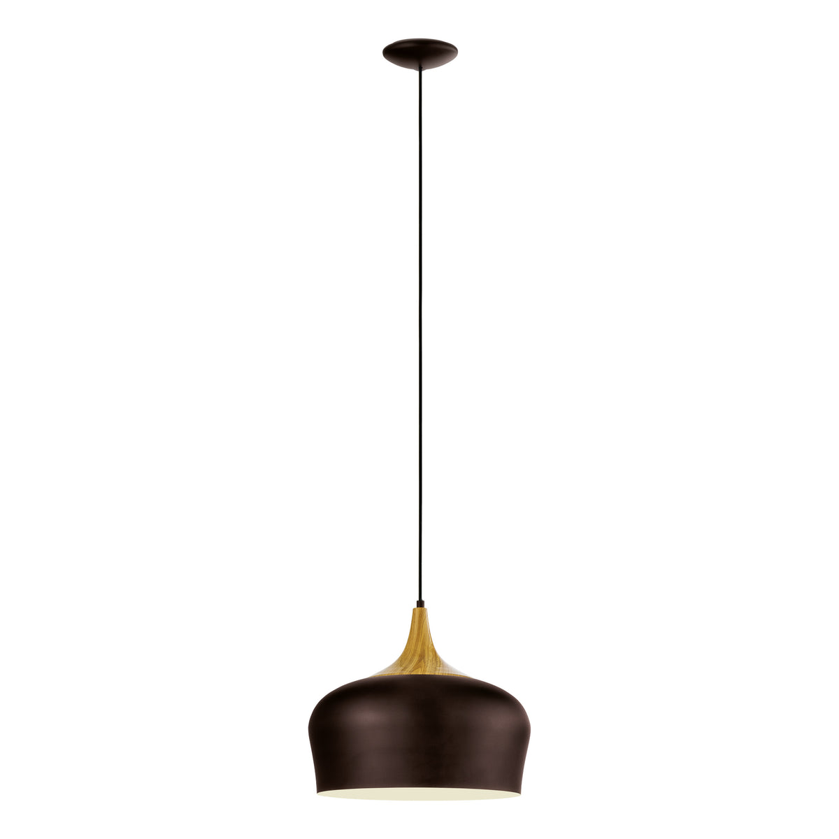 EGLO hanglamp Obregon - 1 lichts - ø350mm. - bruin, creme, eik