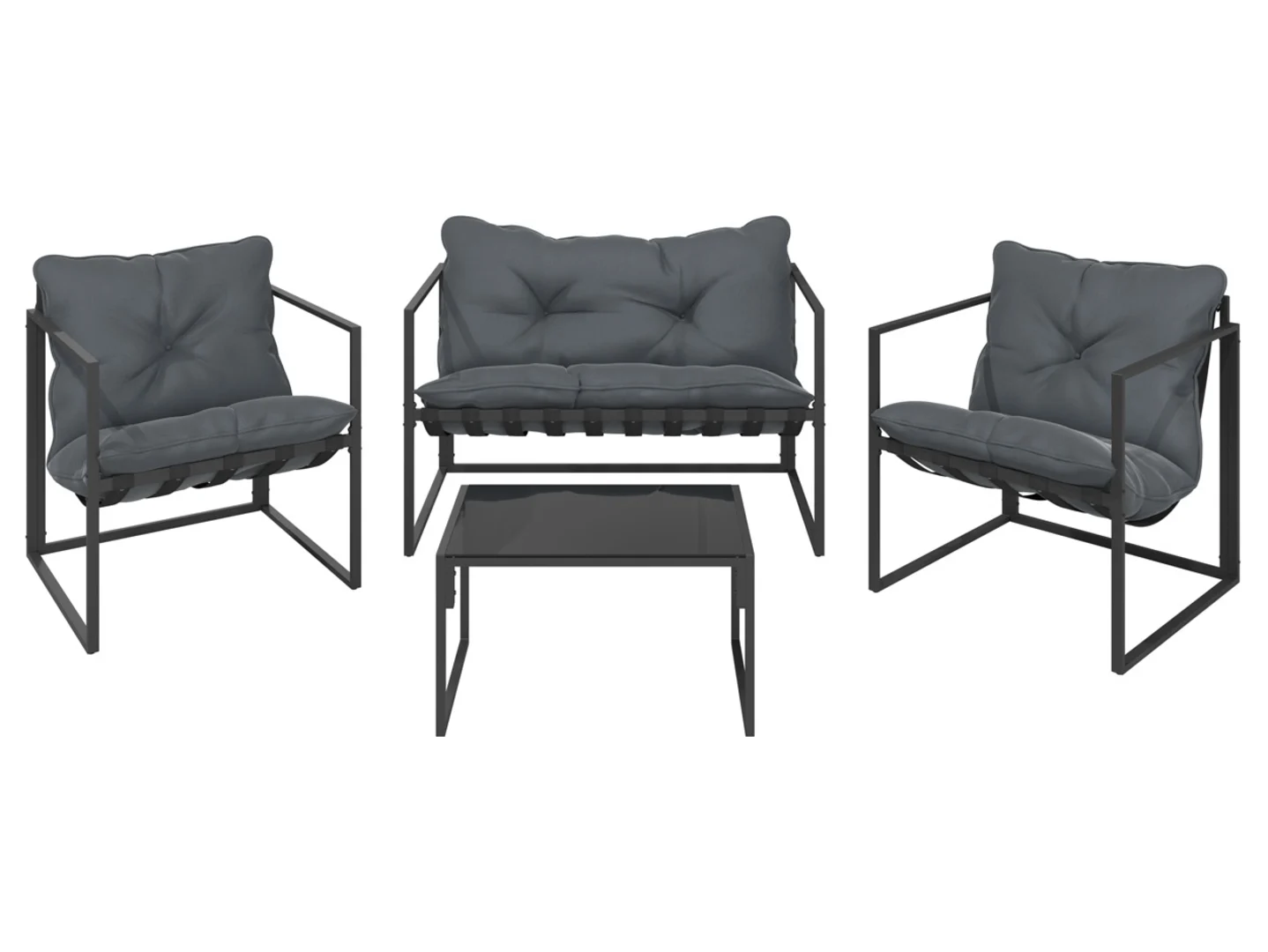 Zestaw mebli ogrodowych stalowych Faro stolik sofa   2 krzesła z poduszkami