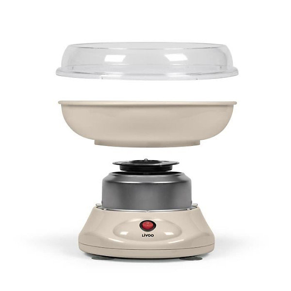 Machine a Barbe a Papa- LIVOO - DOM468C - 450W - Cuve et couvercle amovibles - Cuillere doseuse et 10 sticks en bambou inclus