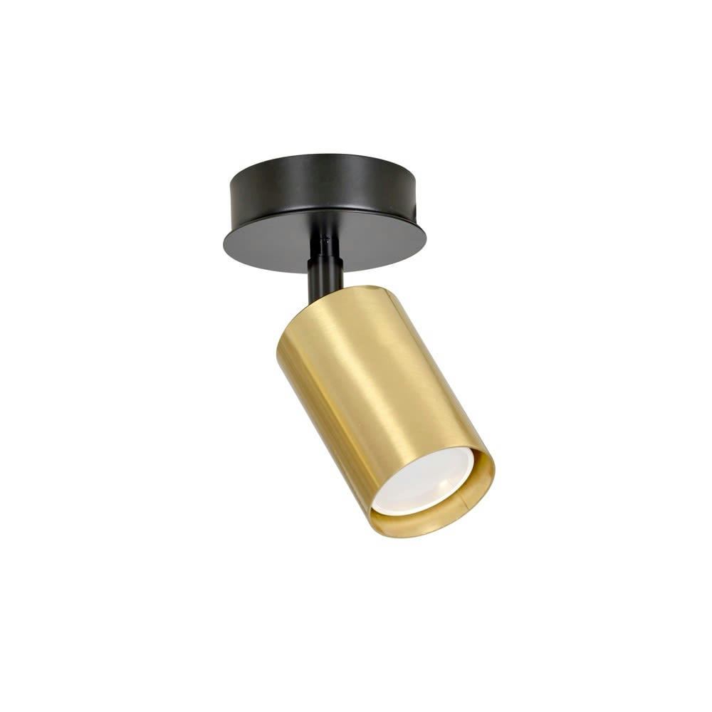TAO - Spot de plafond orientable cylindrique doré avec rosace noire