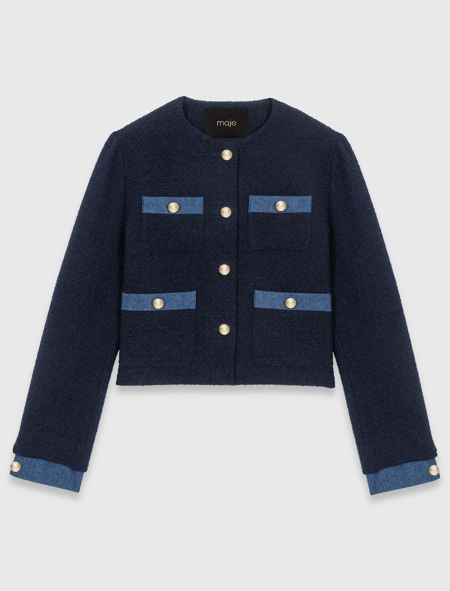 Veste en tweed et galons denim