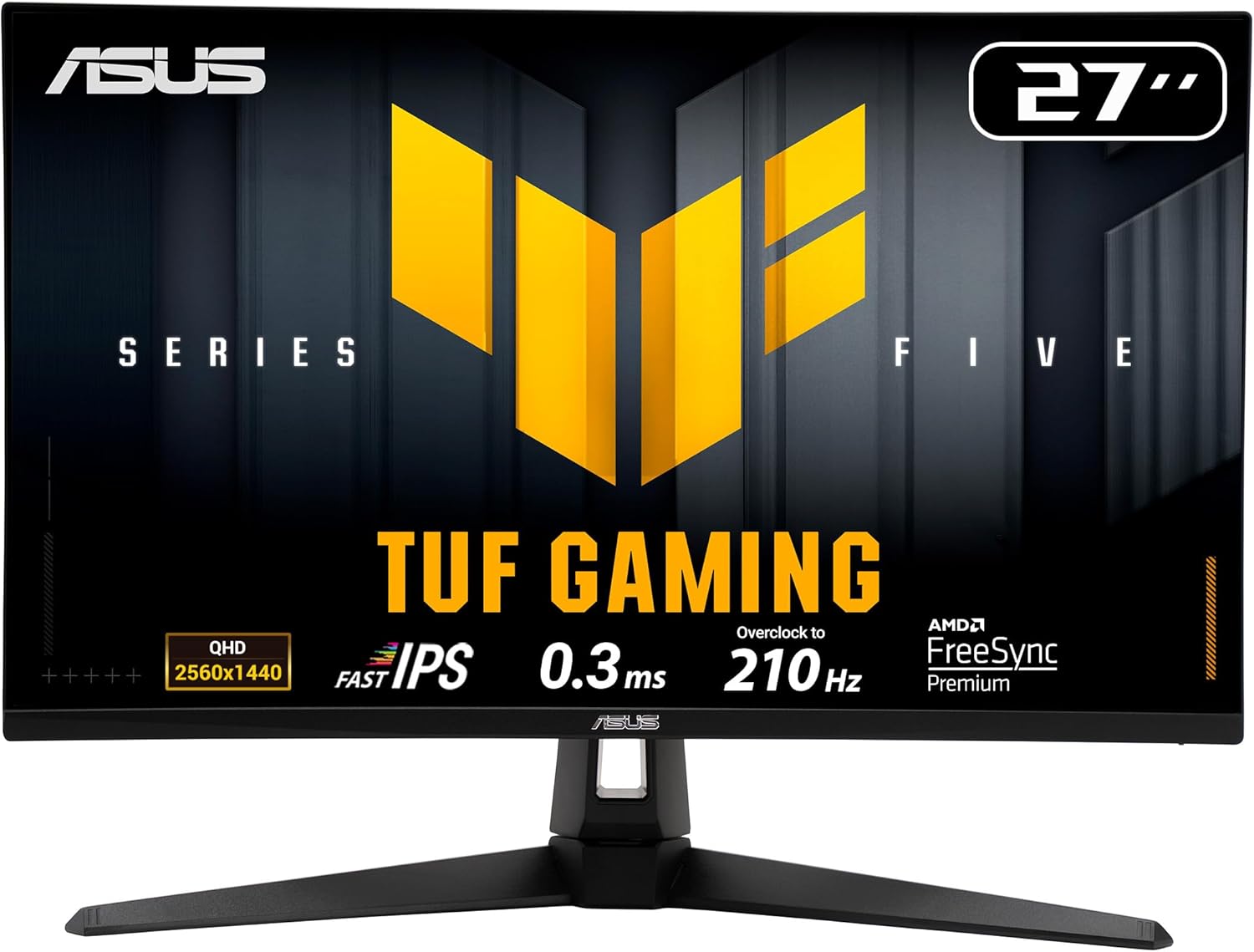 ASUS TUF Gaming 27” 1440P Monitor (VG27AQL5A) – QHD (2560 x 1440)  210Hz  0.3ms  Fast IPS  Extreme Low Motion Blur Sync  Speakers  DisplayWidget Center  Gaming AI  Height Adjustment  3 yr Warranty