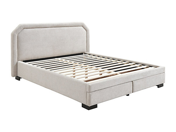 Lit avec tiroirs 160 x 200 cm - Tissu - Beige - INASTO