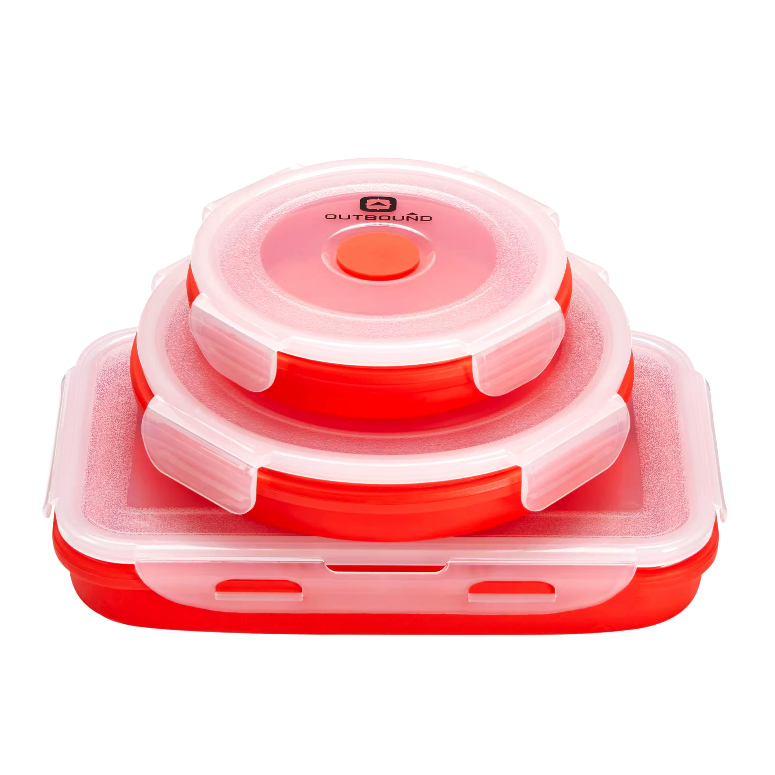 Outbound Plastic Collapsible Container Set, BPA Free, Red, 3-pk