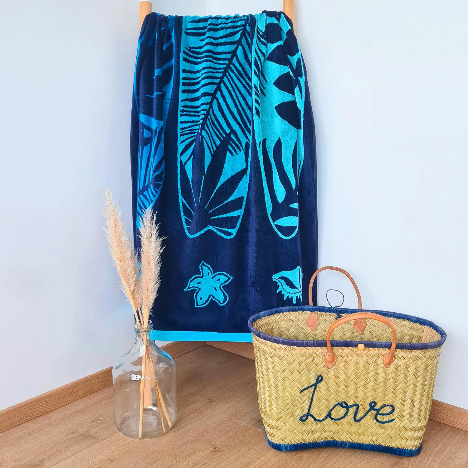 PLAGE - Serviette de plage éponge velours Jacquard Rada 90x170