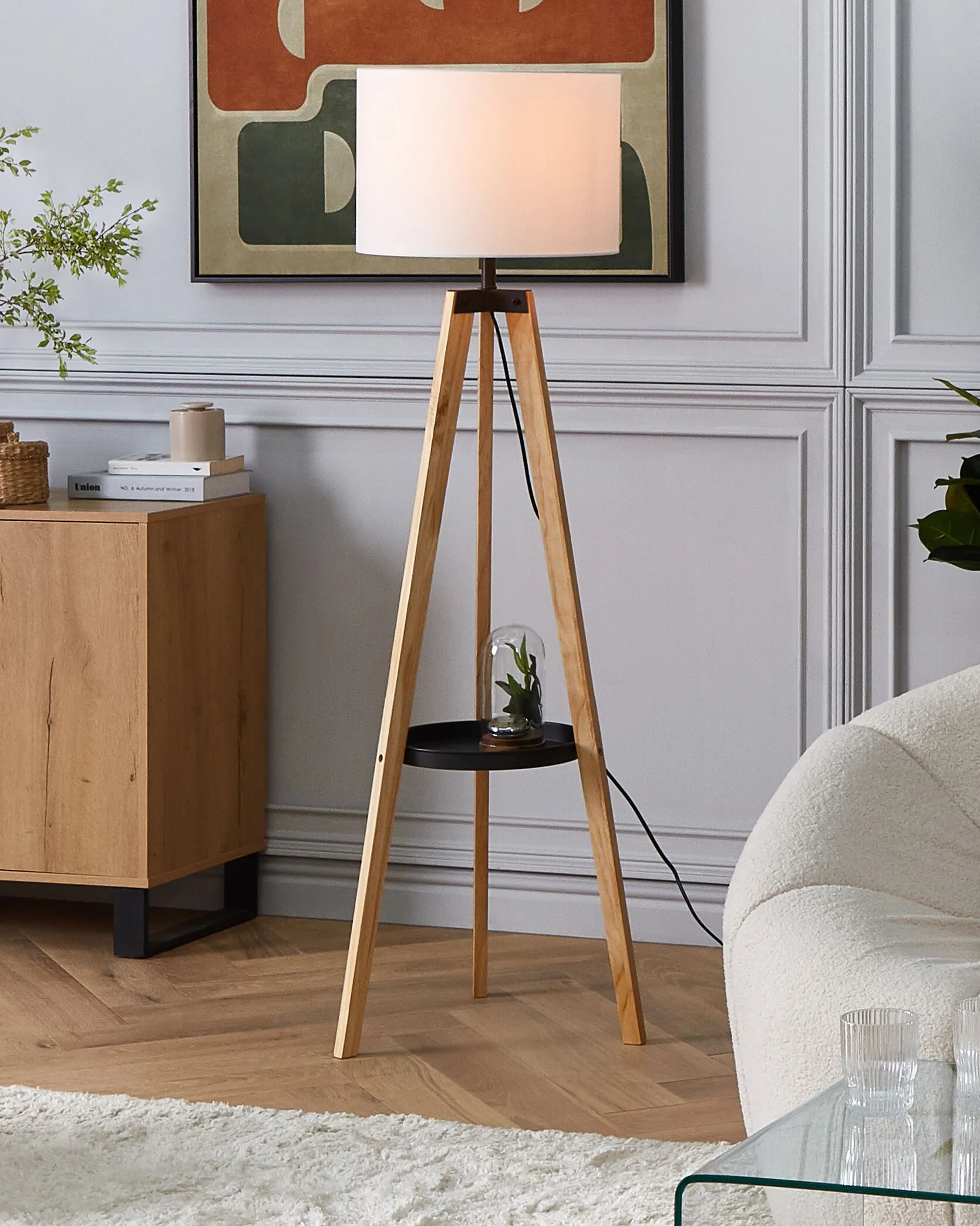 Floor Lamp BLUFF Pine Wood White
