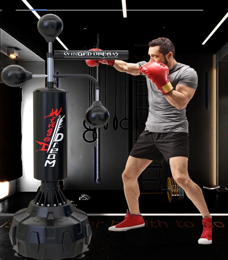 Gym Boxing Equipment, Heavy Punching Bag, Pedestal Bag, Spinnning Punching Bar with 3 Punching Balls, Professional MMA UFC Reaction Speed Training, for Adults, Youth (Pedestal is Separate)(Spinning Bar With Sucking Cup)