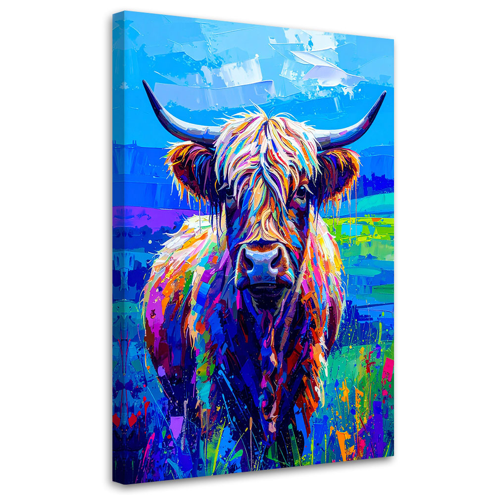 Obraz nowoczesny do salonu, Szkocka Krowa Abstrakcja 20x30