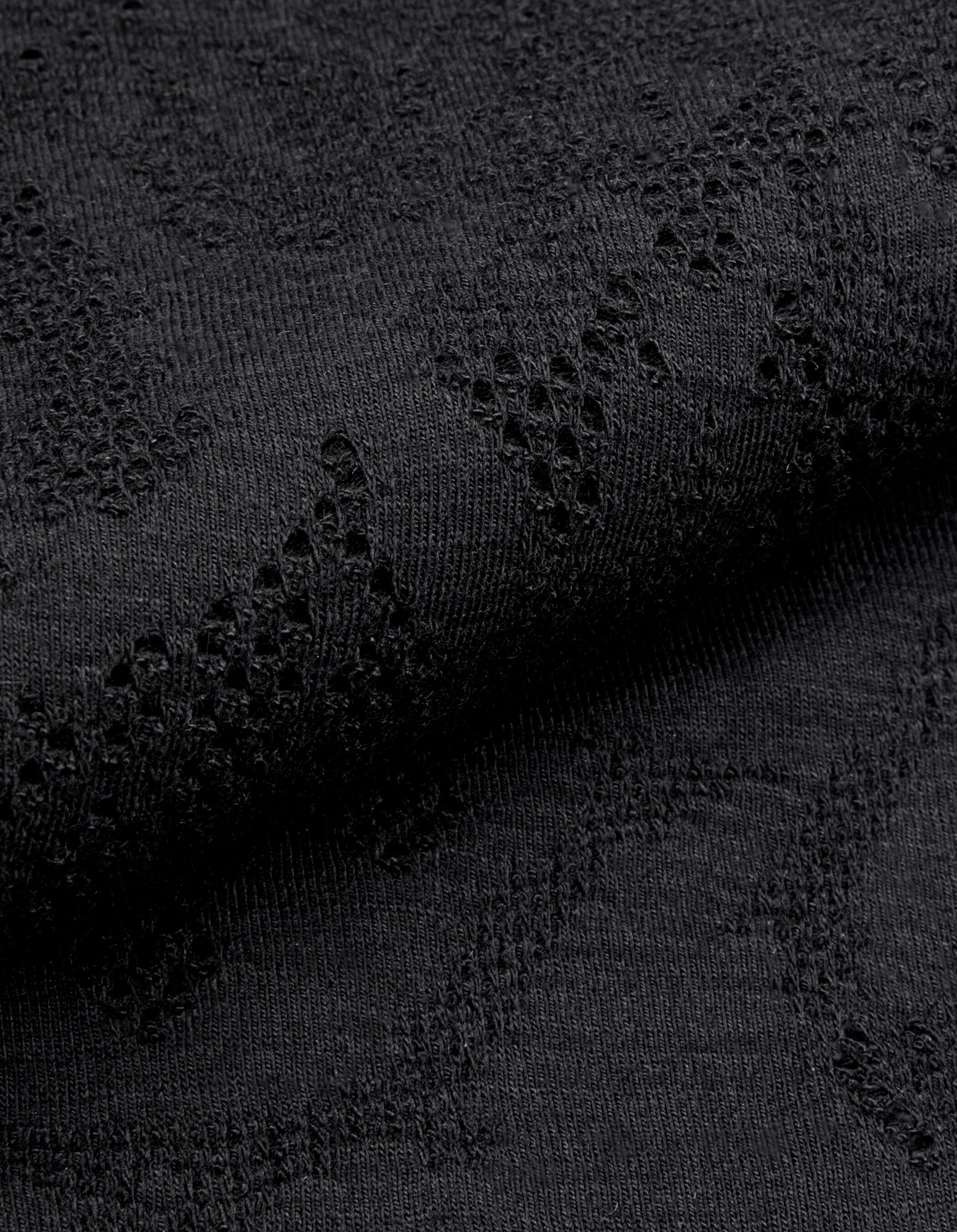 Tee-shirt manches courtes noir ajouré Femme