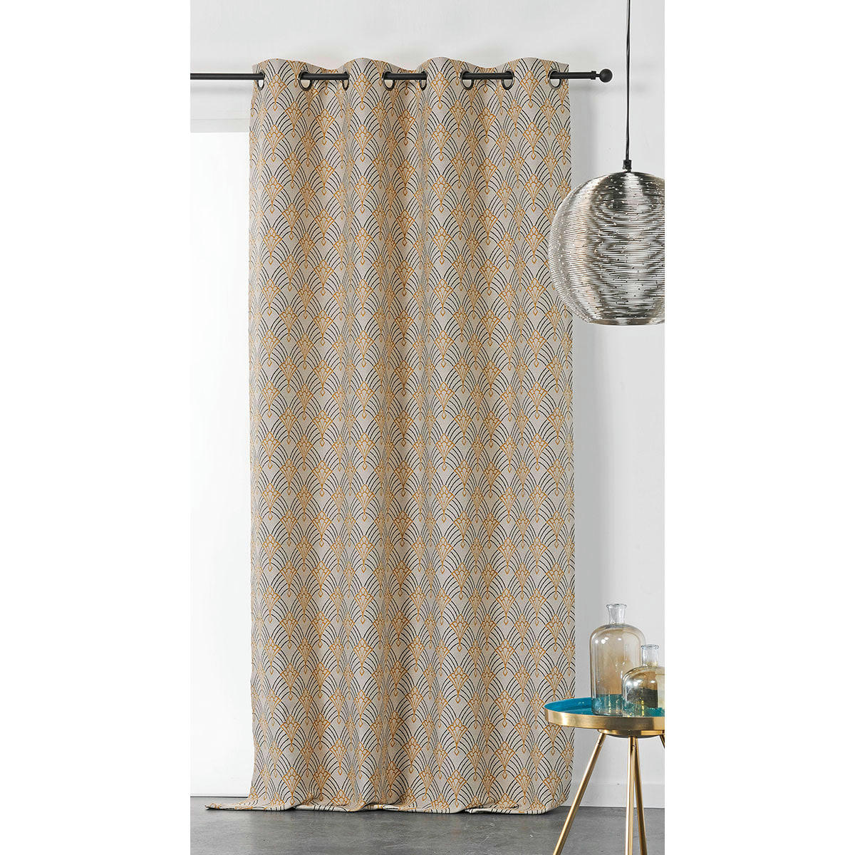 - Rideau art décoratif en jacquard polyester/jacquard jaune 140x245 cm